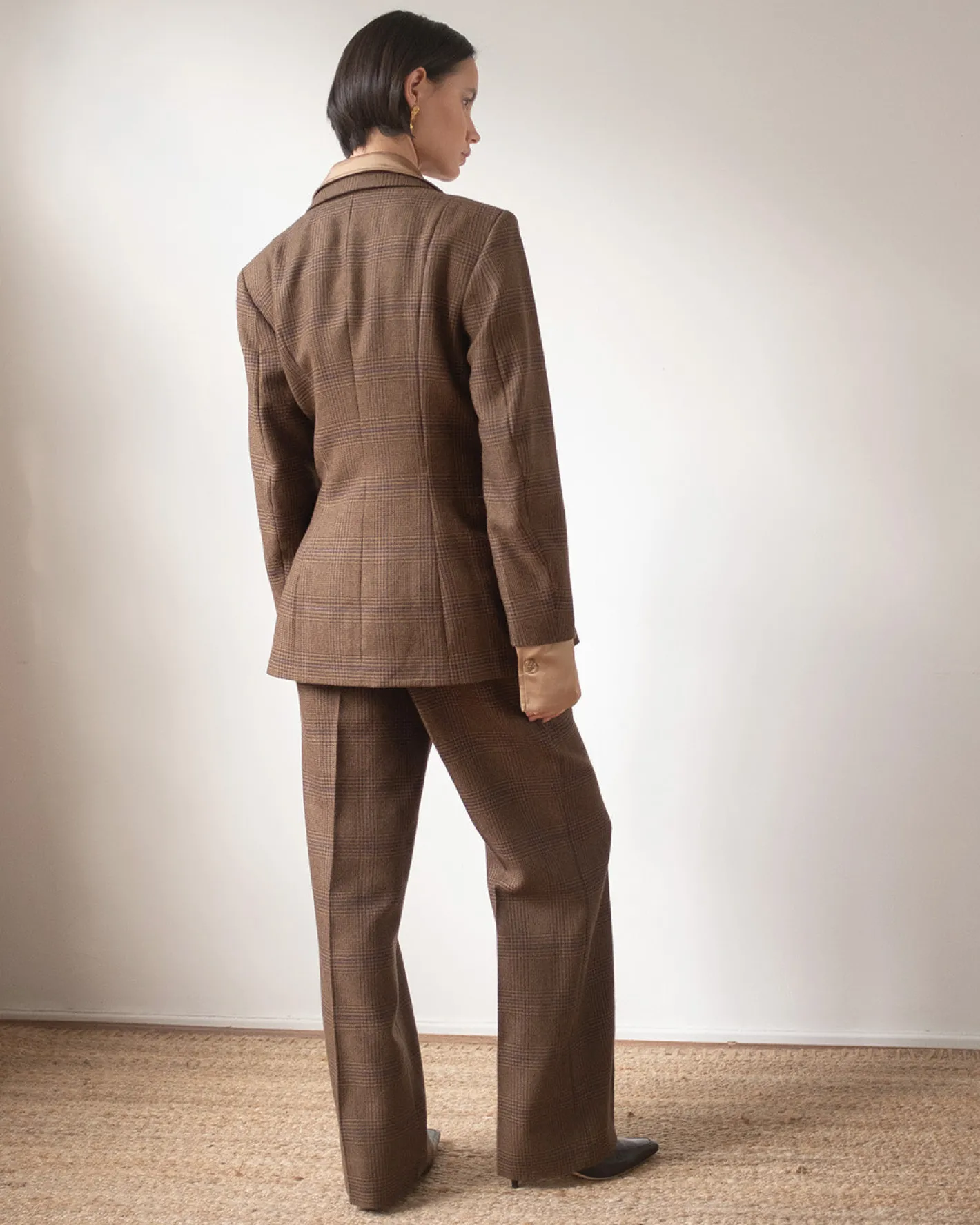Online Leila Blazer Wool Check Brown Tailoring | Jackets