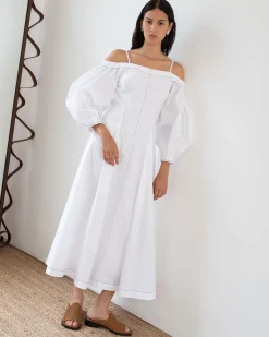 Hot Leila Dress Organic Cotton Off-White Dresses | Clothing