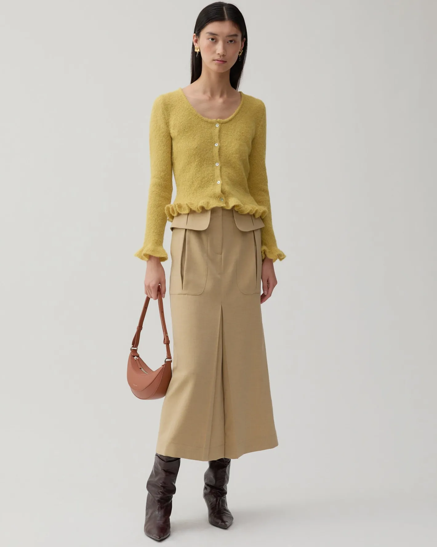 Discount Lila Skirt Tencel Blend Suiting Beige Skirts | Tailoring