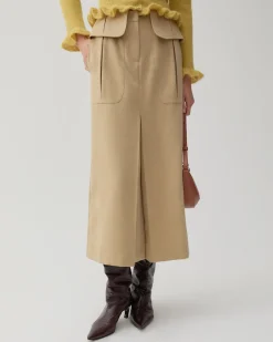 Discount Lila Skirt Tencel Blend Suiting Beige Skirts | Tailoring