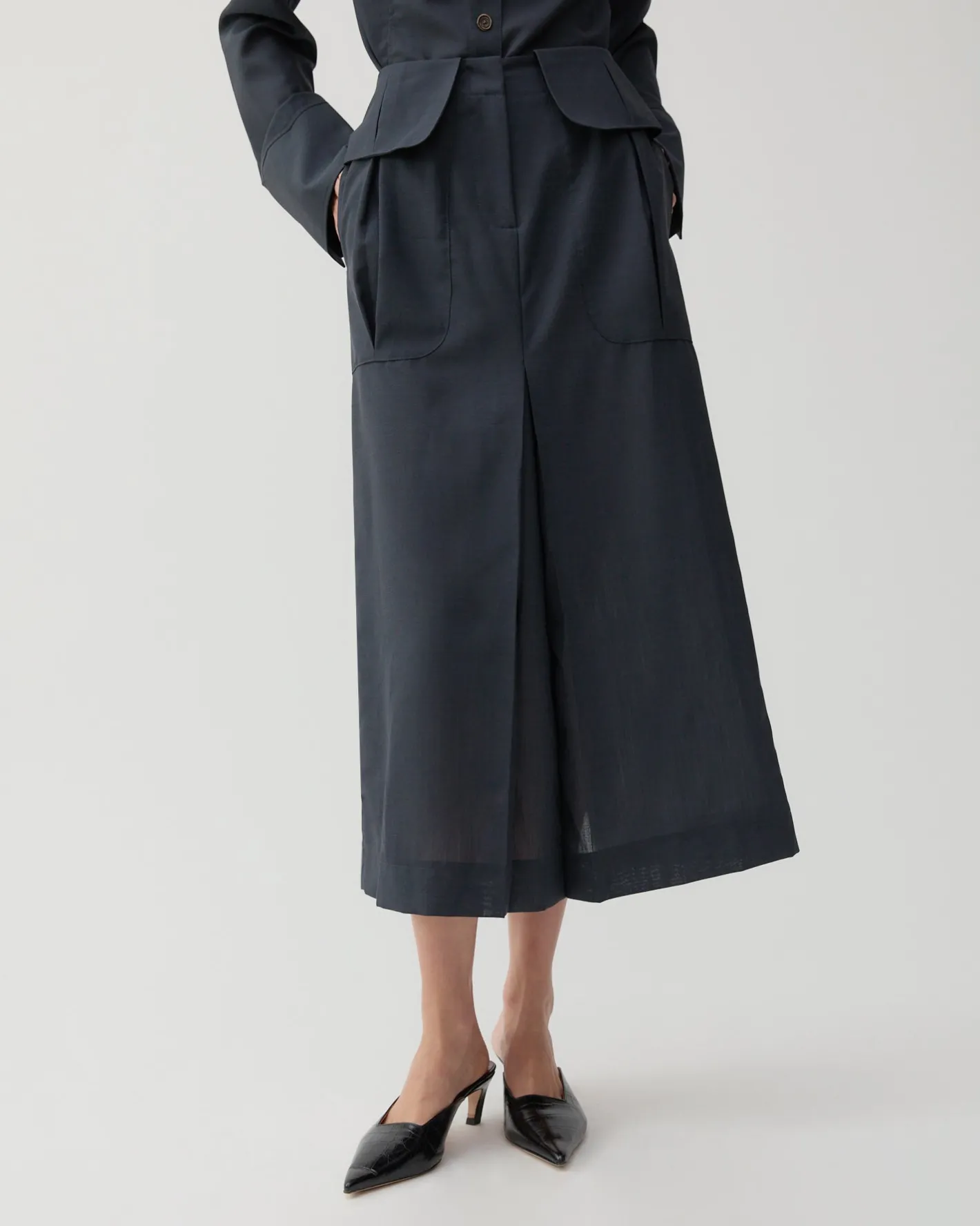 Clearance Lila Skirt Wool Blend Suiting Slate Skirts | Tailoring