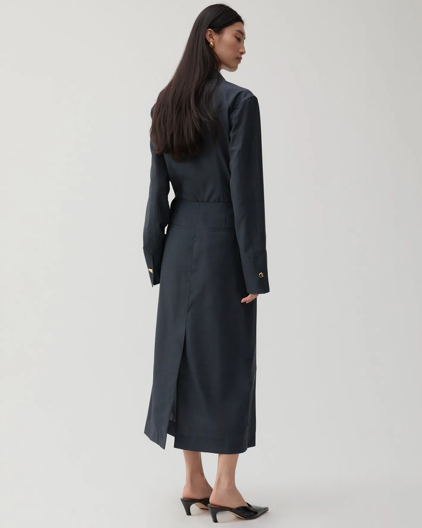 Clearance Lila Skirt Wool Blend Suiting Slate Skirts | Tailoring