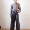 Clearance Linda Trousers Faux Leather Burgundy Trousers | Clothing