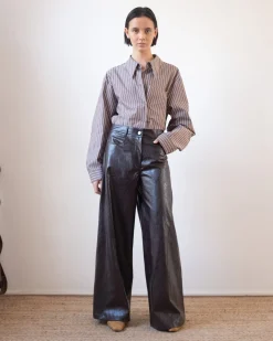 Clearance Linda Trousers Faux Leather Burgundy Trousers | Clothing