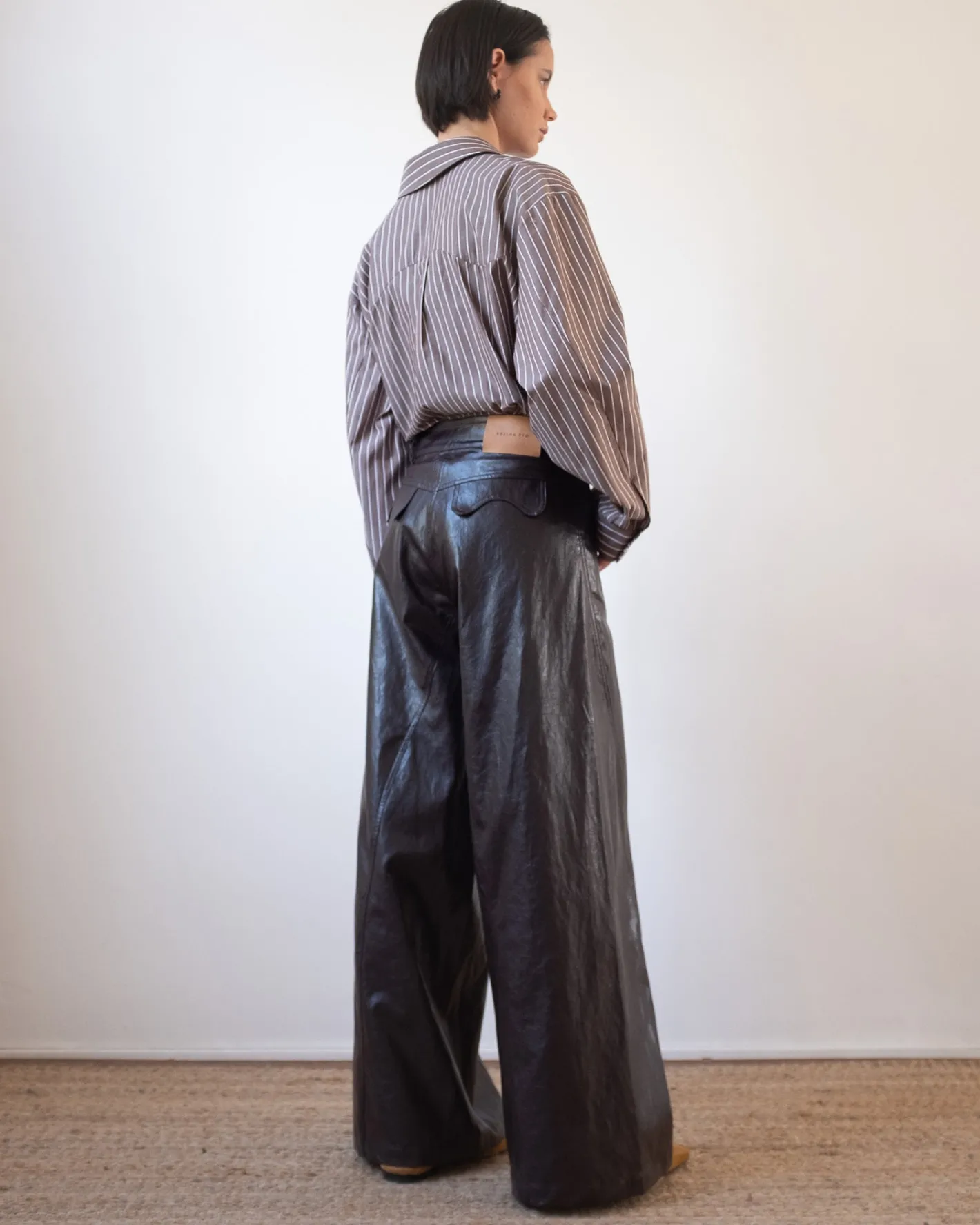 Clearance Linda Trousers Faux Leather Burgundy Trousers | Clothing