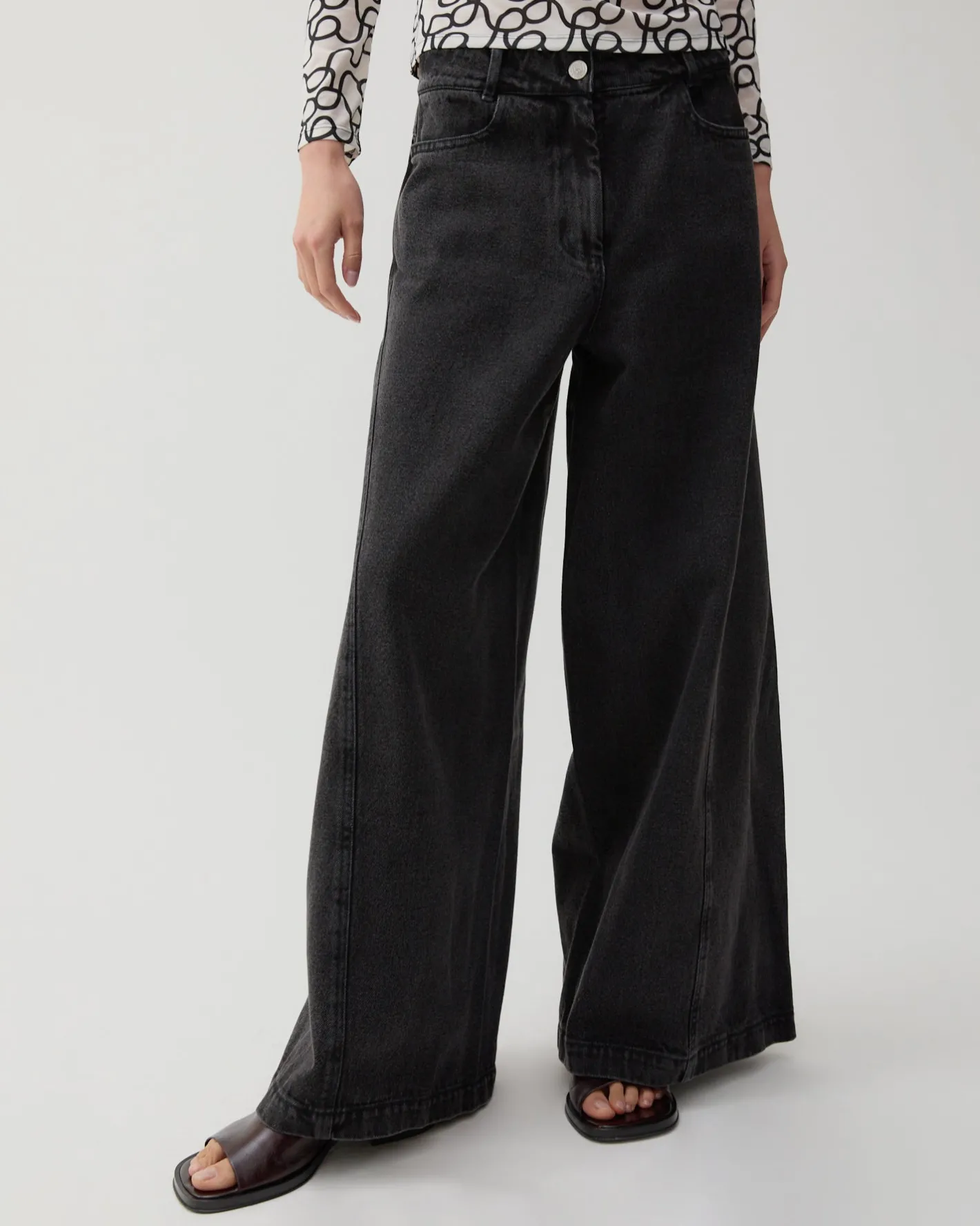 Clearance Linda Trousers Organic Cotton Denim Black Trousers | Denim