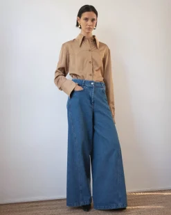 Best Linda Trousers Organic Cotton Denim Blue Trousers | Denim