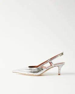 Outlet Lou Kitten Heels Leather Silver Heels