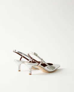 Outlet Lou Kitten Heels Leather Silver Heels