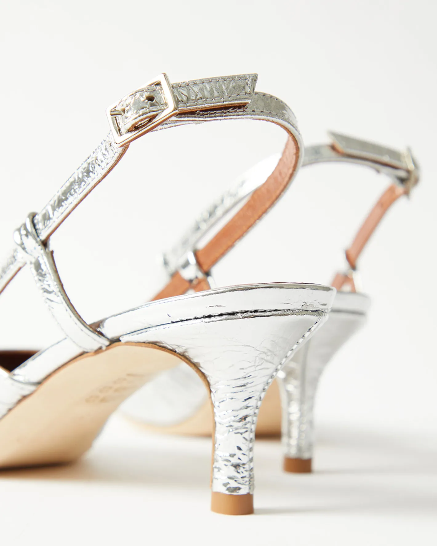 Outlet Lou Kitten Heels Leather Silver Heels