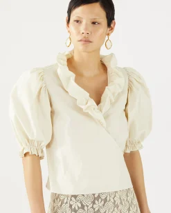 Outlet Luna Blouse Organic Cotton Off-White Shirts & Blouses | Clothing
