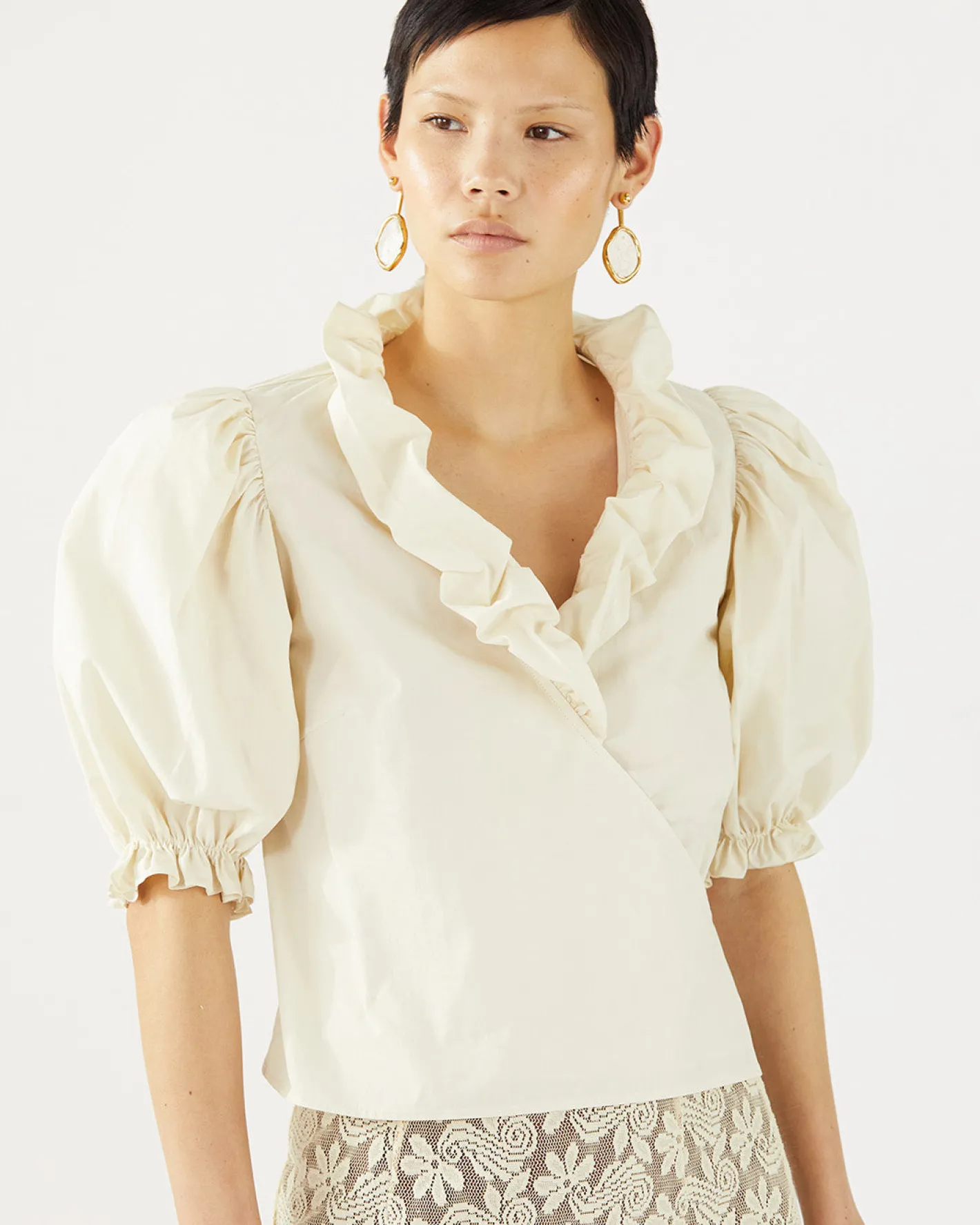 Outlet Luna Blouse Organic Cotton Off-White Shirts & Blouses | Clothing