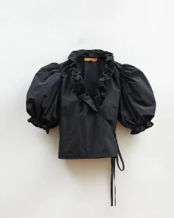 Outlet Luna Blouse Recycled Blend Taffeta Navy Shirts & Blouses | Clothing