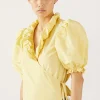 Hot Luna Blouse Taffeta Yellow Shirts & Blouses | Clothing