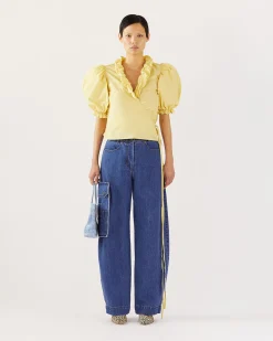 Hot Luna Blouse Taffeta Yellow Shirts & Blouses | Clothing