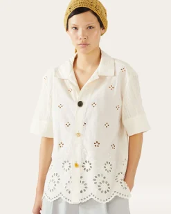 Online Marty Shirt Cotton Embroidery Cream Shirts & Blouses | Clothing