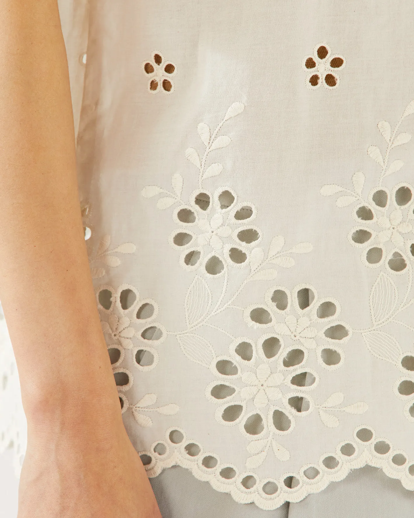 Online Marty Shirt Cotton Embroidery Cream Shirts & Blouses | Clothing