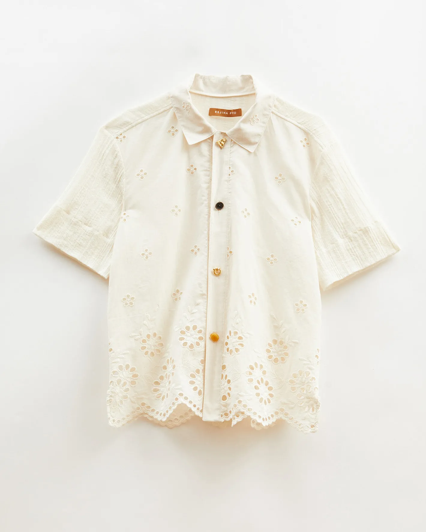 Online Marty Shirt Cotton Embroidery Cream Shirts & Blouses | Clothing