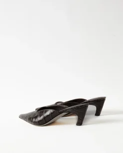 Hot Mathilde Mule Leather Emboss Croc Black Heels
