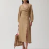 Sale Michaela Dress Viscose Linen Blend Caramel Dresses | Clothing