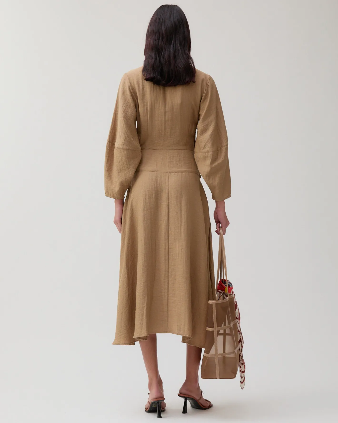 Sale Michaela Dress Viscose Linen Blend Caramel Dresses | Clothing