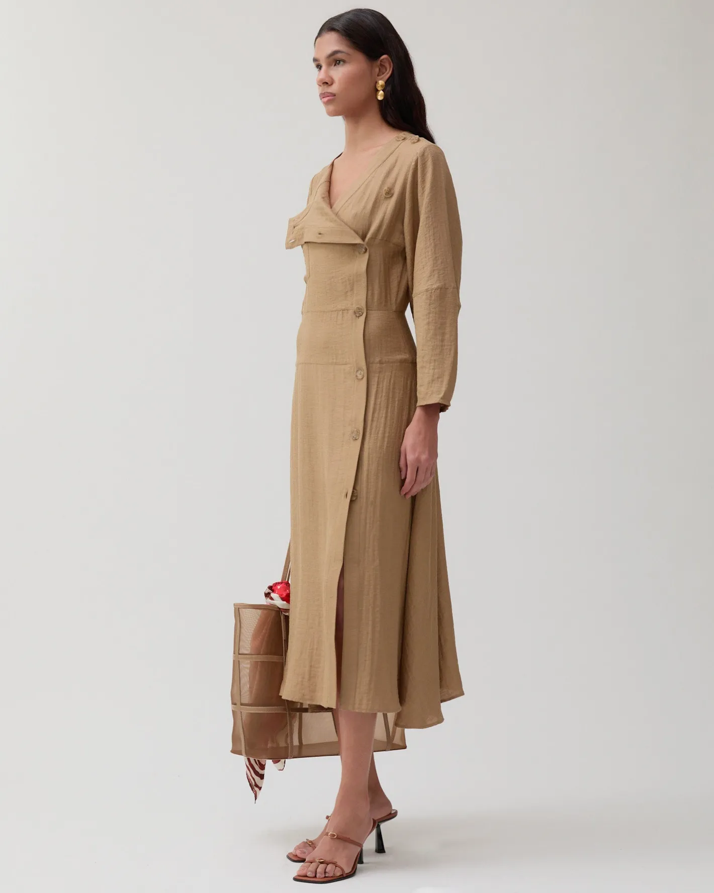 Sale Michaela Dress Viscose Linen Blend Caramel Dresses | Clothing