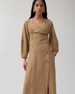 Sale Michaela Dress Viscose Linen Blend Caramel Dresses | Clothing