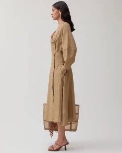 Sale Michaela Dress Viscose Linen Blend Caramel Dresses | Clothing