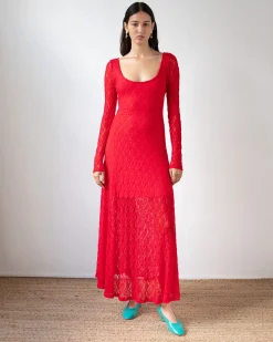 Outlet Mila Dress Lace Red Dresses | Clothing