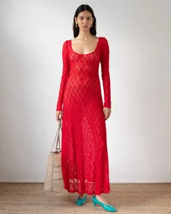 Outlet Mila Dress Lace Red Dresses | Clothing