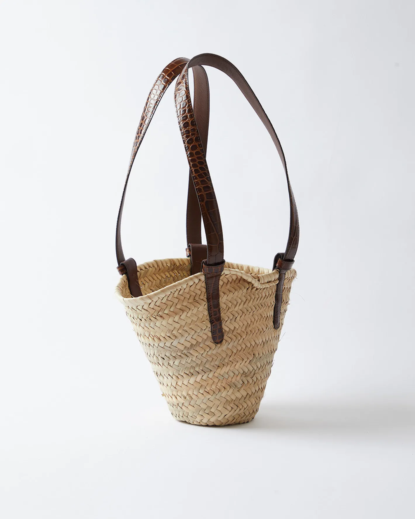 Best Mini Basket Tote Leather Emboss Croc Brown Everyday