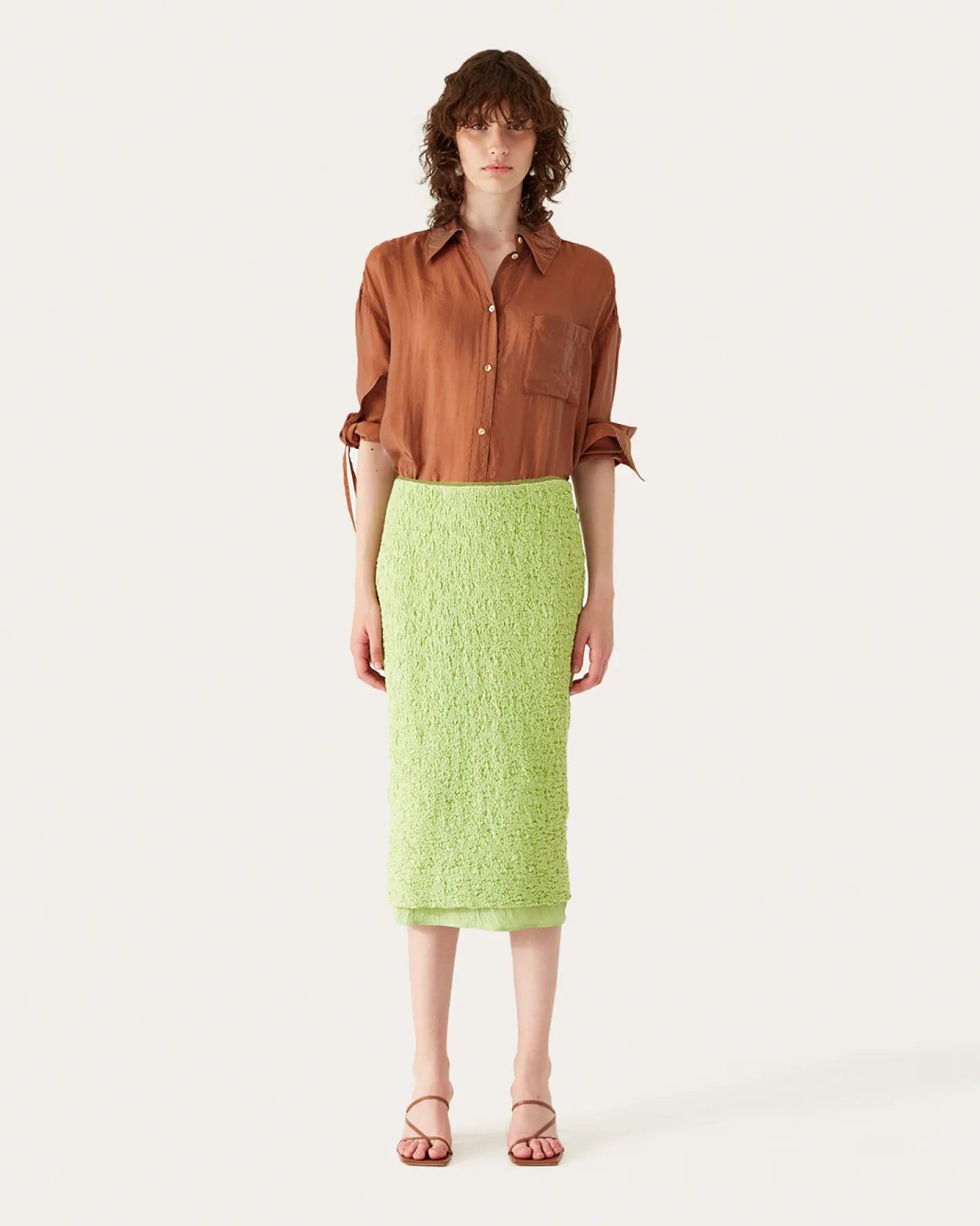Fashion Mirren Skirt Cotton Blend Seersucker Acid Green Skirts