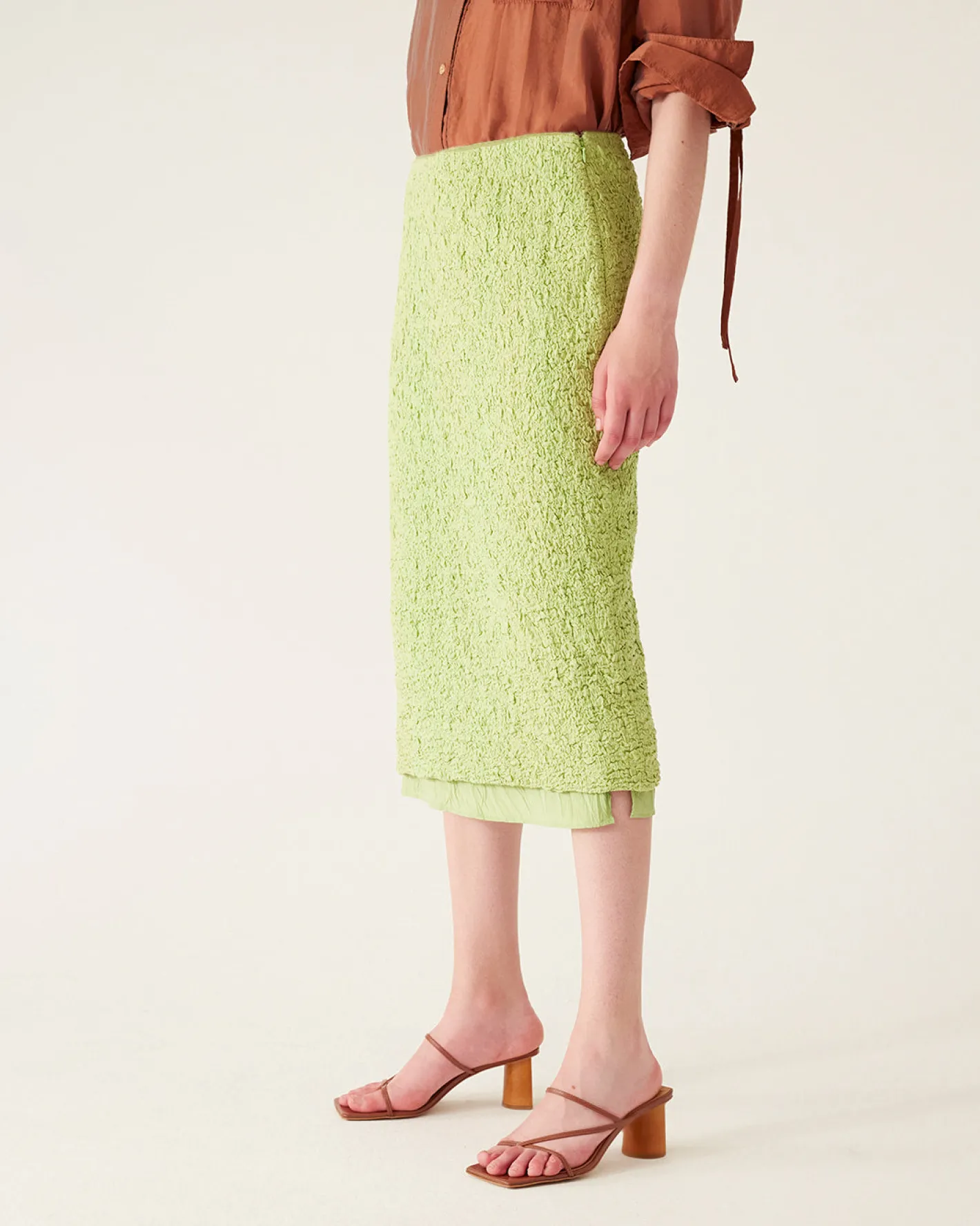 Fashion Mirren Skirt Cotton Blend Seersucker Acid Green Skirts