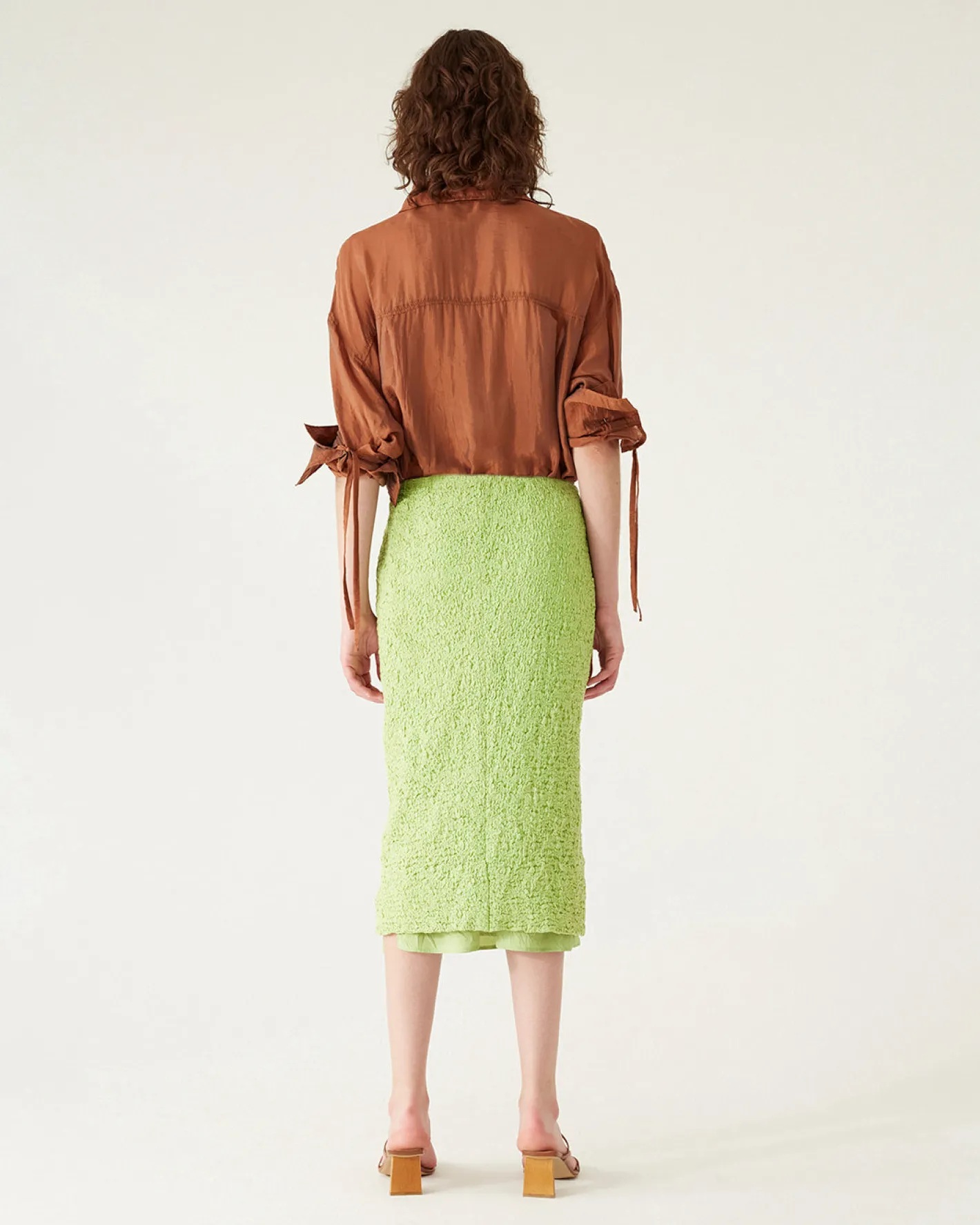 Fashion Mirren Skirt Cotton Blend Seersucker Acid Green Skirts