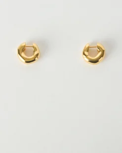 Clearance Molten Hinged Hoops Gold Plated Earrings