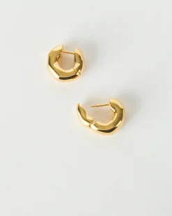 Clearance Molten Hinged Hoops Gold Plated Earrings