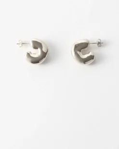 Fashion Molten Hoops Silver Plated Earrings