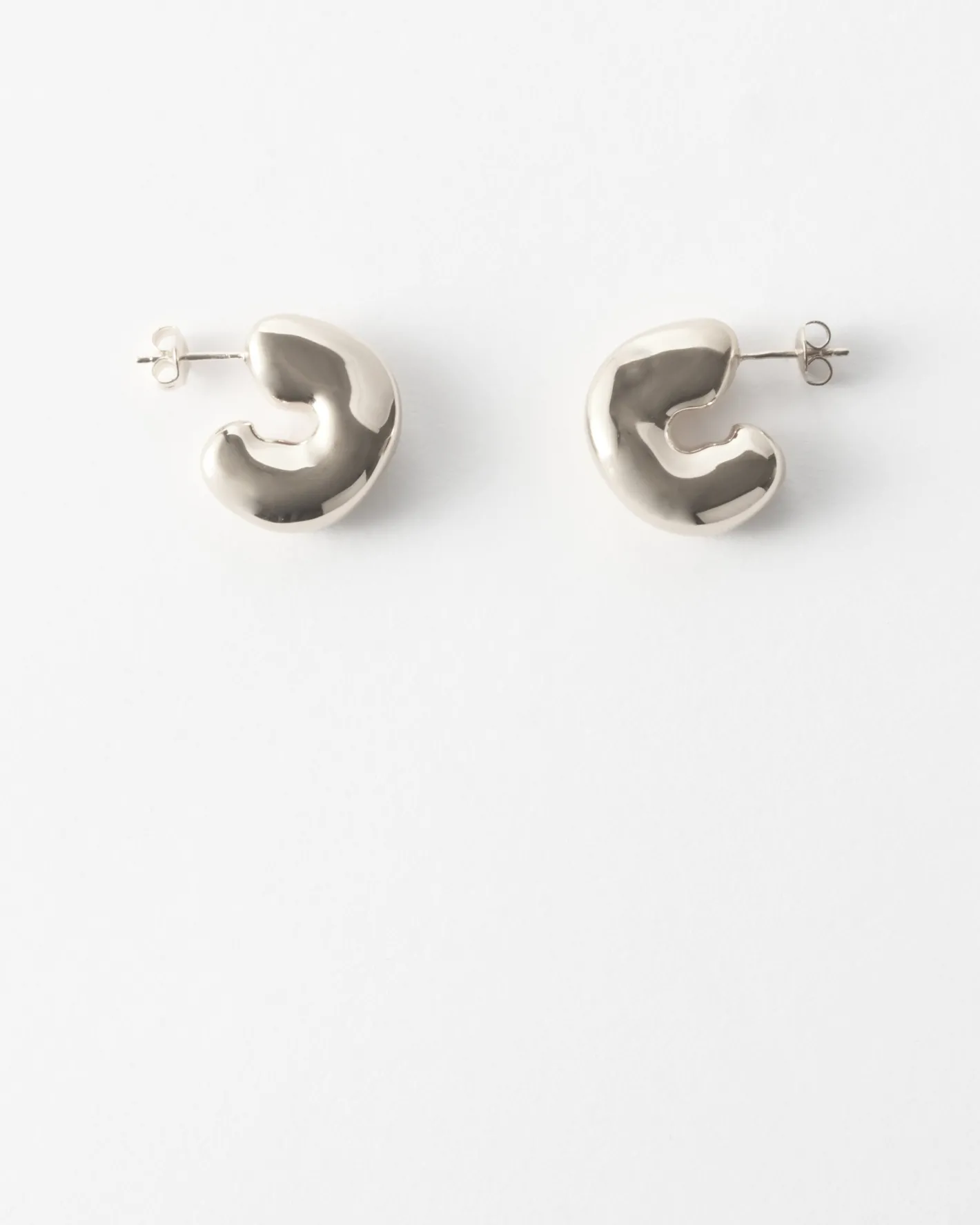Fashion Molten Hoops Silver Plated Earrings