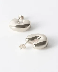 Fashion Molten Hoops Silver Plated Earrings