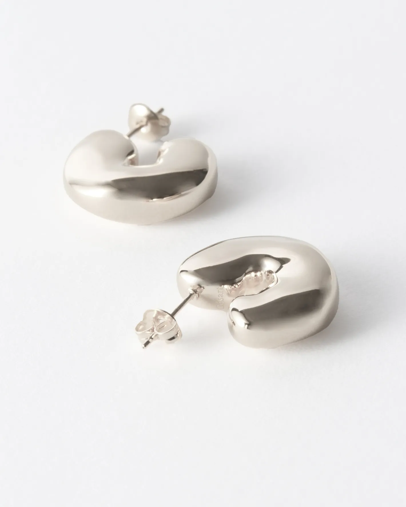 Fashion Molten Hoops Silver Plated Earrings