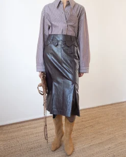 Fashion Monroe Skirt Faux Leather Burgundy Skirts | Clothing