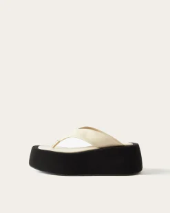 Outlet Nikki Slides Leather Nappa Ivory Flats