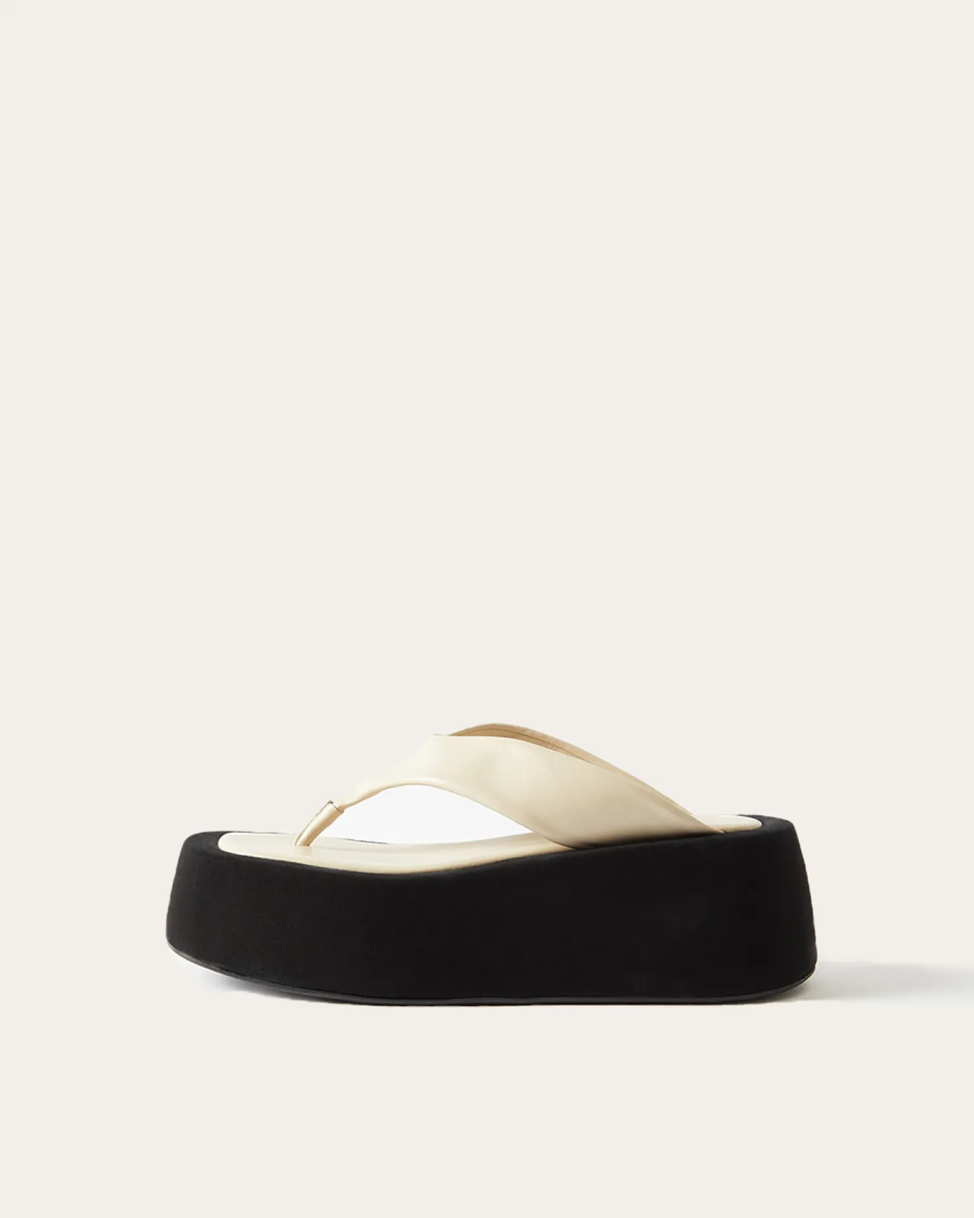 Outlet Nikki Slides Leather Nappa Ivory Flats