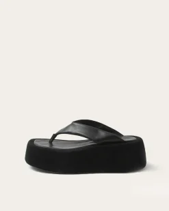New Nikki Slides Leather Nappa Black Flats