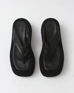 New Nikki Slides Leather Nappa Black Flats