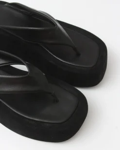 New Nikki Slides Leather Nappa Black Flats