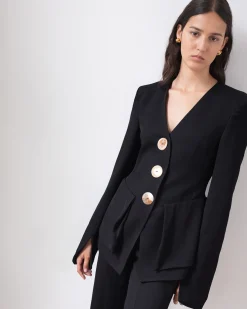 New Noemie Blazer Crepe Twill Viscose Black Tailoring | Jackets