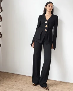 New Noemie Blazer Crepe Twill Viscose Black Tailoring | Jackets