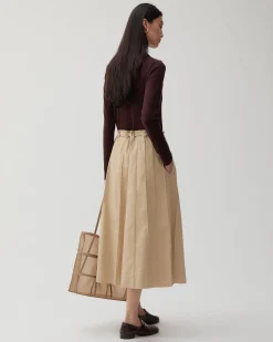 Clearance Noor Skirt Cotton Blend Tan Skirts | Clothing