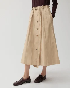 Clearance Noor Skirt Cotton Blend Tan Skirts | Clothing
